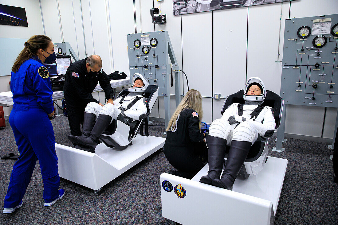 SpaceX Crew-3 astronauts being suited up