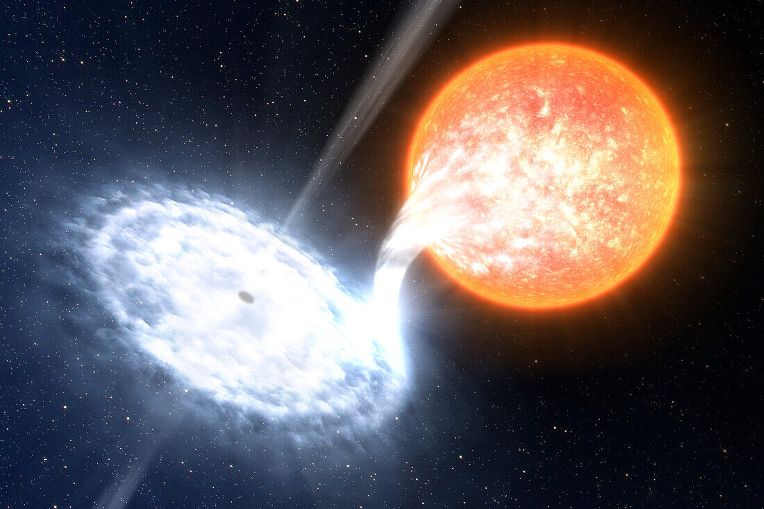 Binary black hole, illustration