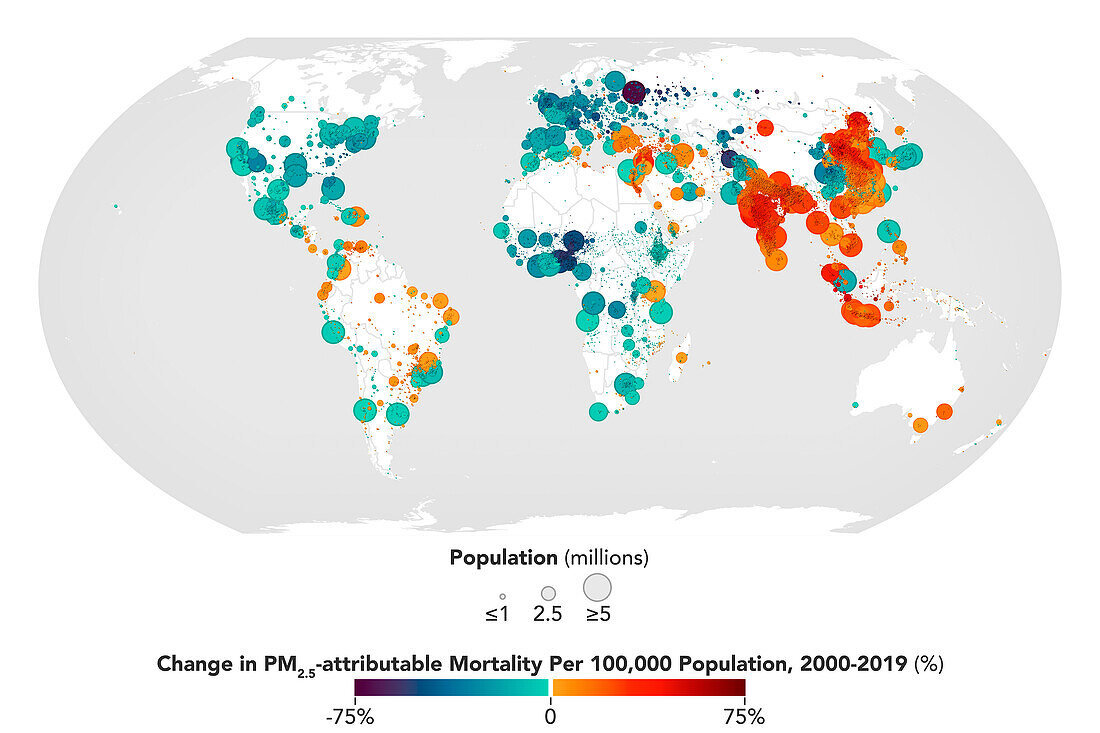 Global map showing particulate-related mortality