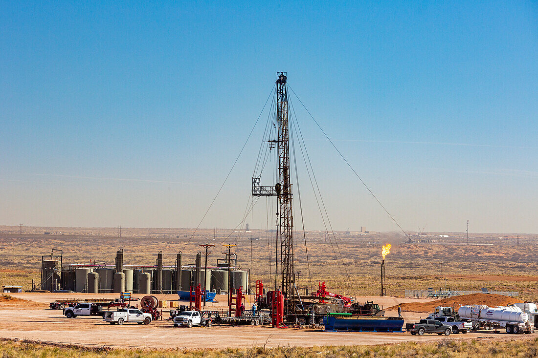 Oil drilling rig in the Permian Basin