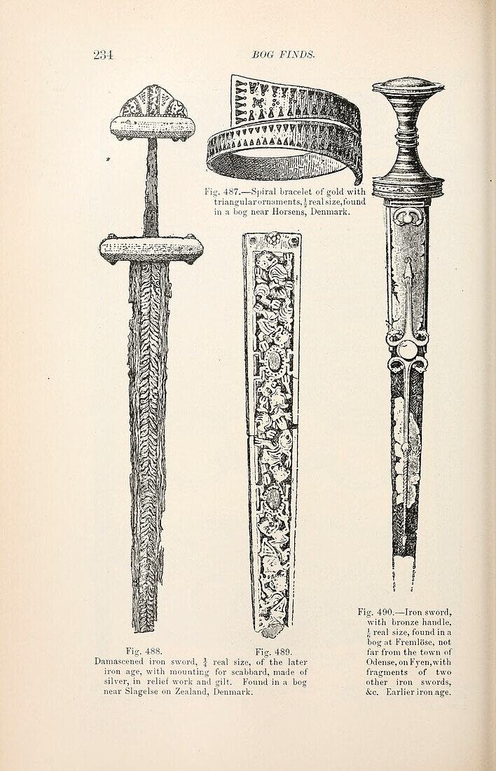 Iron swords, 19th century illustration