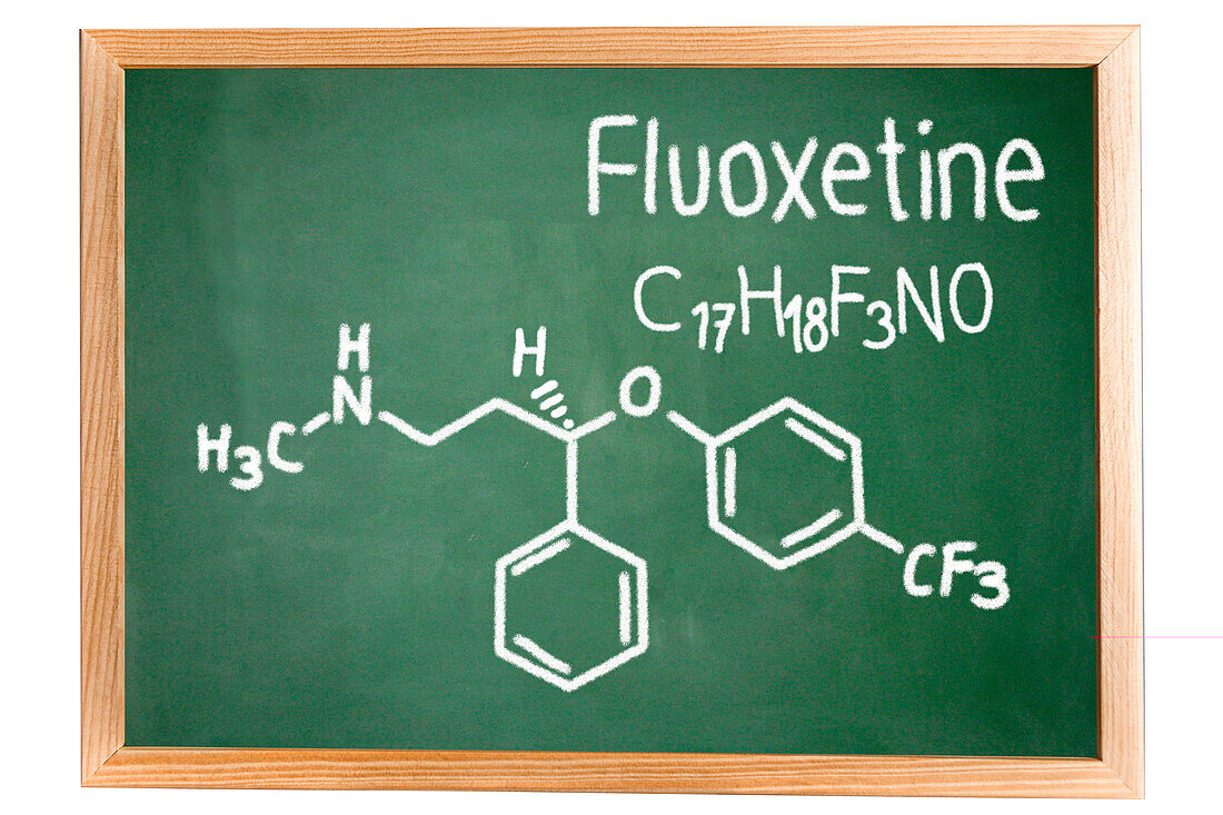 Chemical composition of fluoxetine, conceptual image