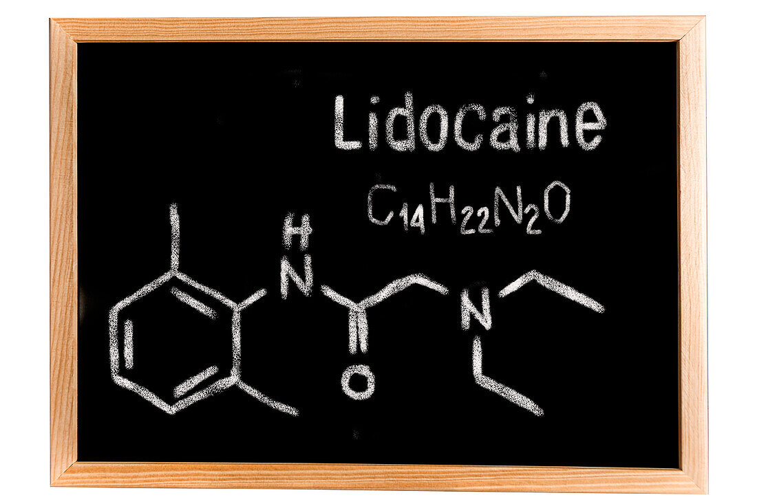 Chemical composition of lidocaine, conceptual image