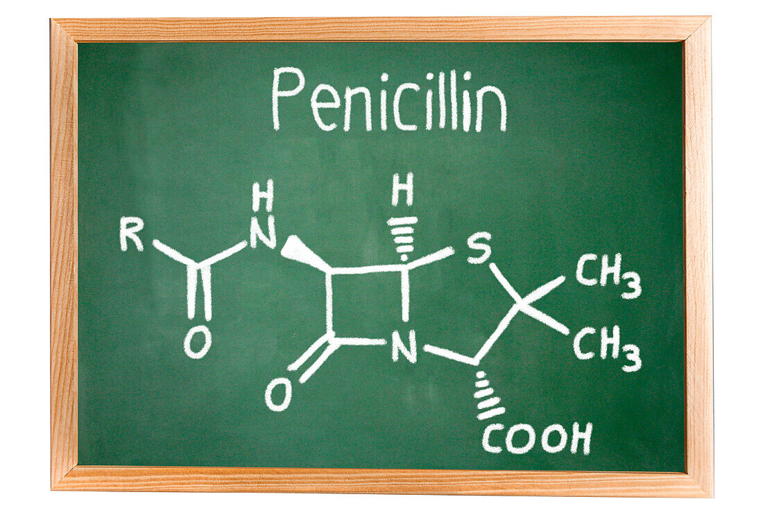 Chemical composition of penicillin, conceptual image