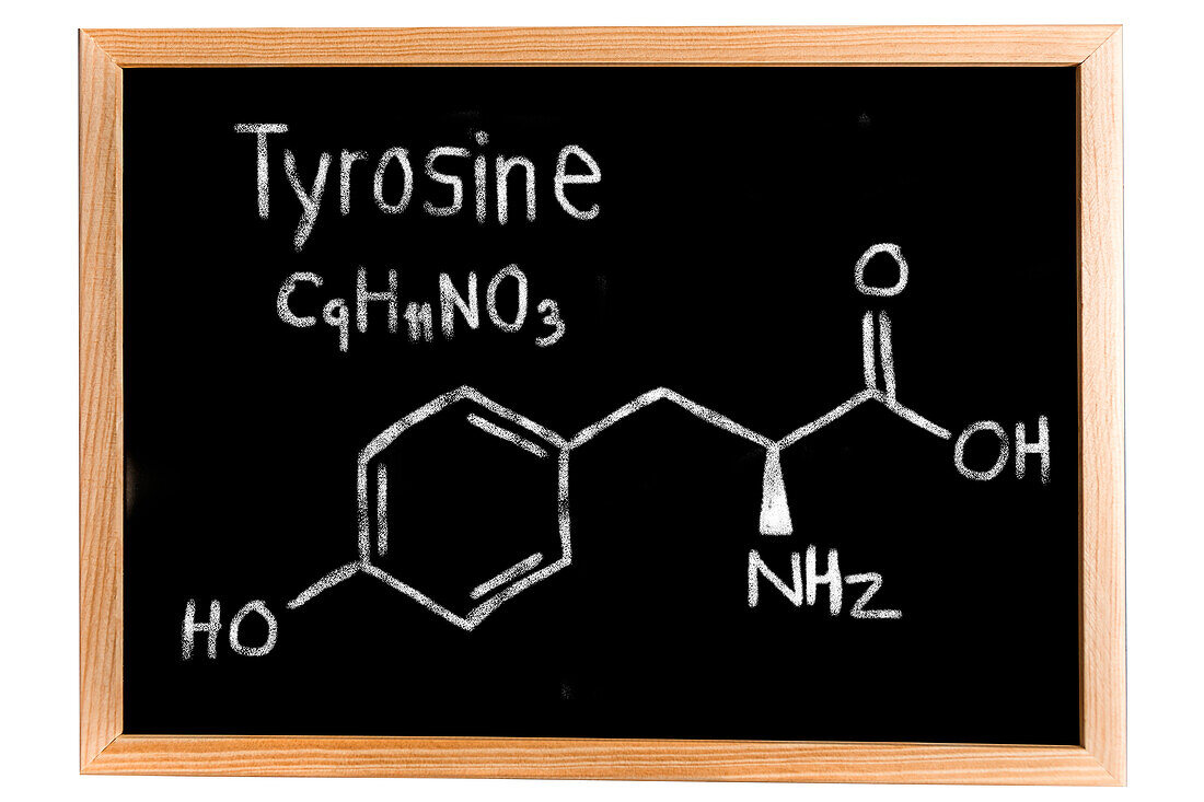 Chemical composition of thyrosine, conceptual image