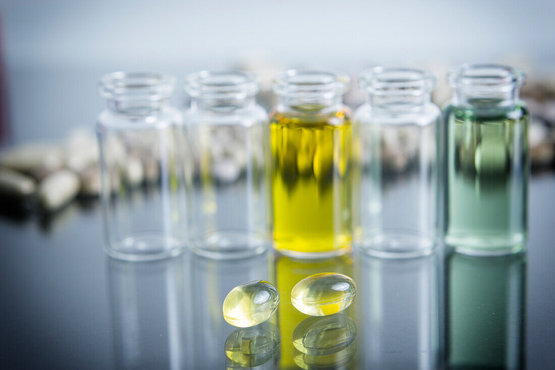 Oil capsules in a laboratory