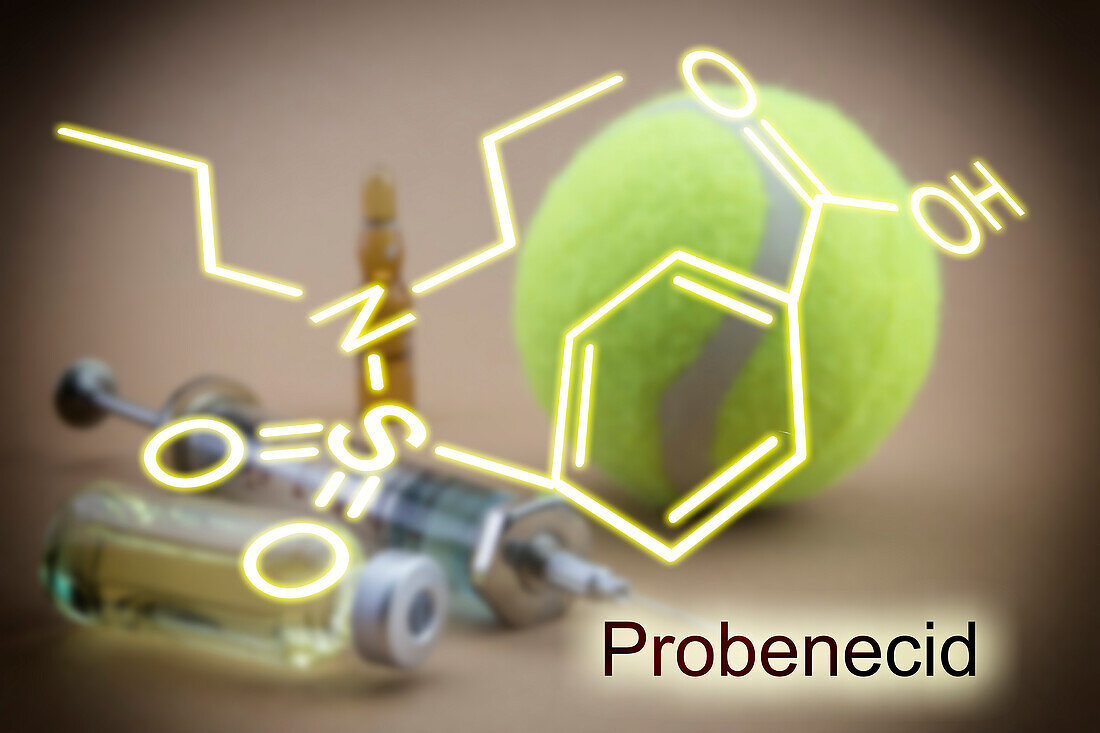 Chemical composition of probenecid, conceptual image