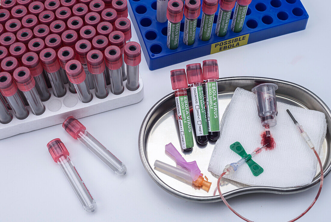 Blood samples from patients with the ebola virus, conceptual image