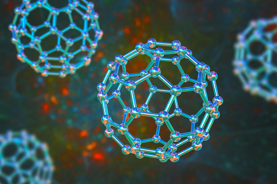 Buckminsterfullerene molecule, illustration