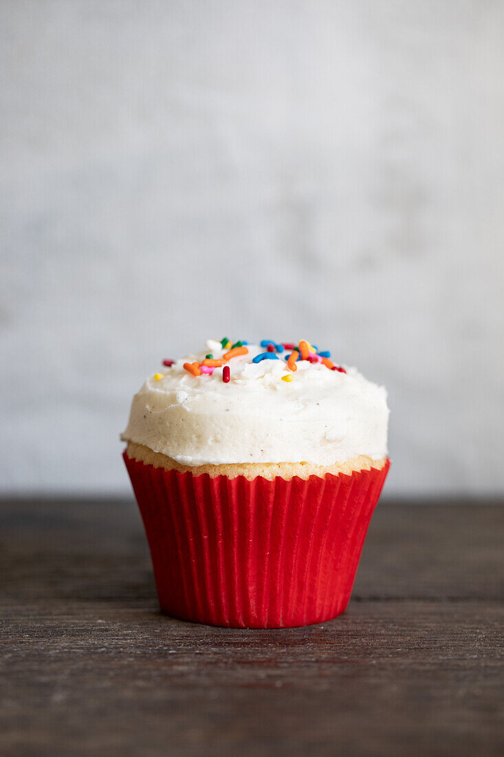 Buttercream cupcake with sugar sprinkles