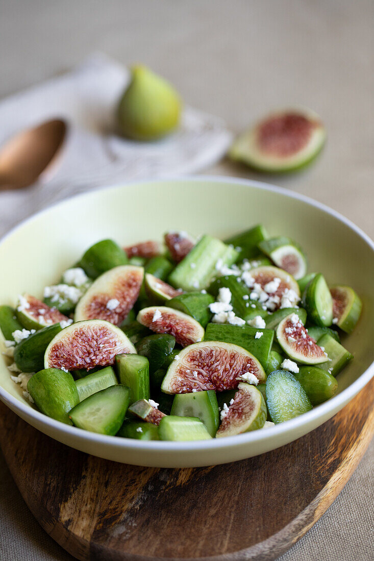 Simple salad with Kadota figs and Persian cucumber