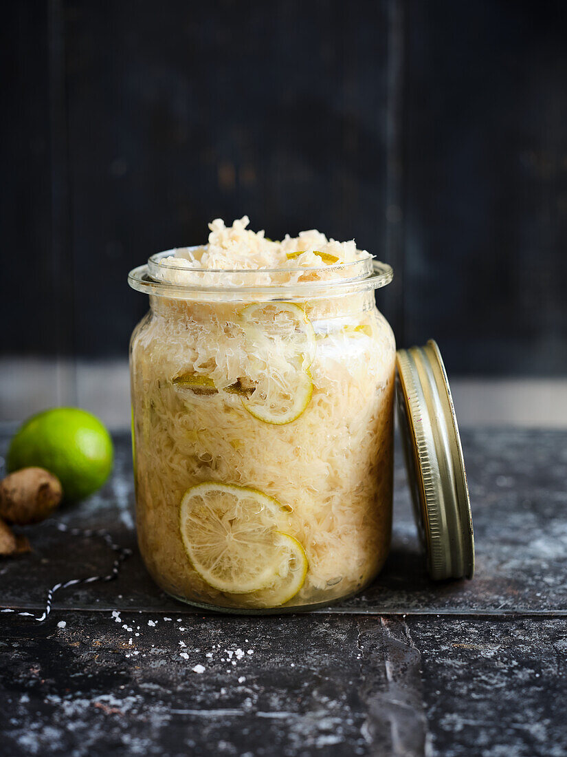 Ginger and lime sauerkraut