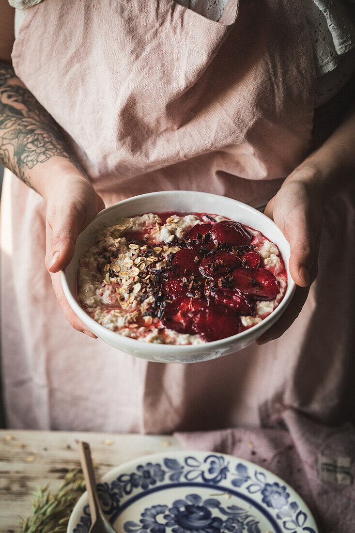 Porridge with plums