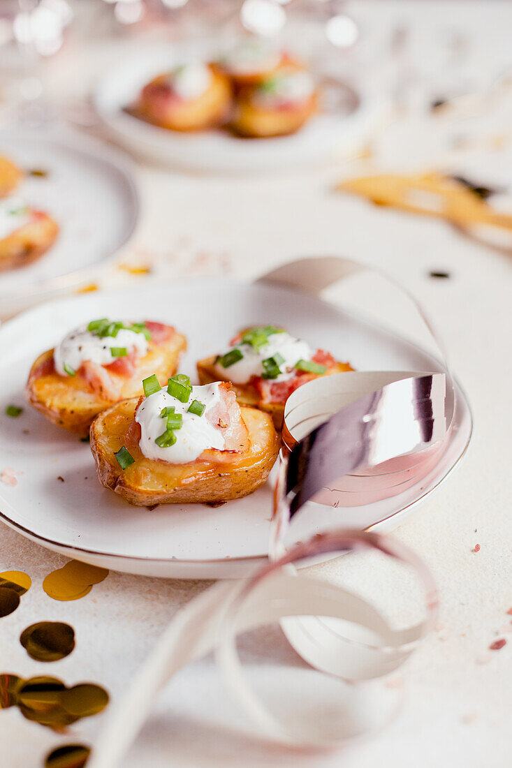 Potatoes with bacon and cheese