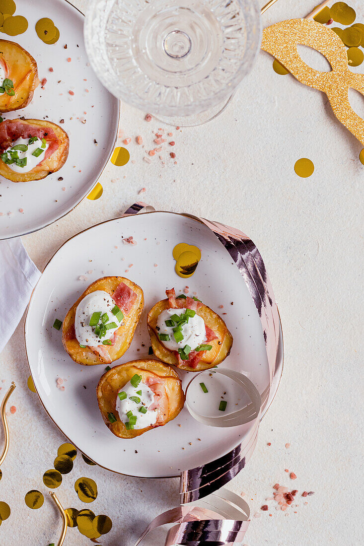 Ofenkartoffeln mit Bacon und Frischkäse