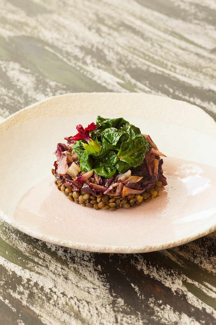 Grüne Linsen mit Radicchio