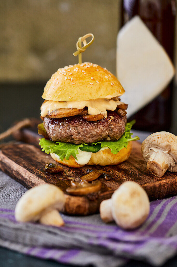 Burger with mushrooms