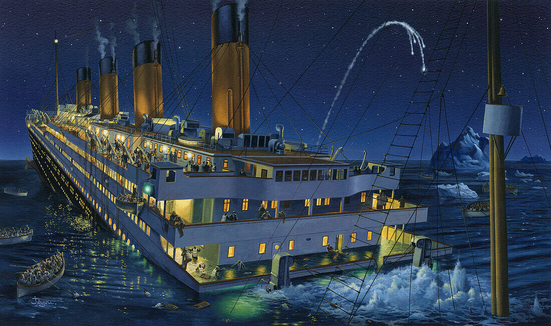 Titanic sinking, illustration