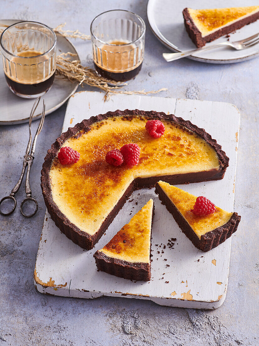 Chocolate Cheesecake with raspberries