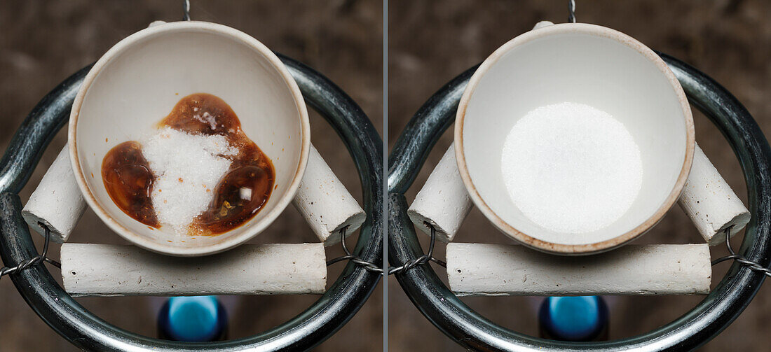 Heating sugar and salt