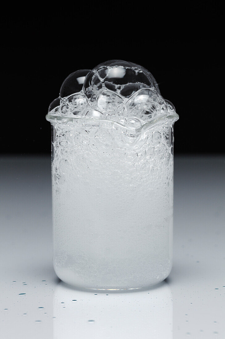 Hydrochloric acid reacts with soda