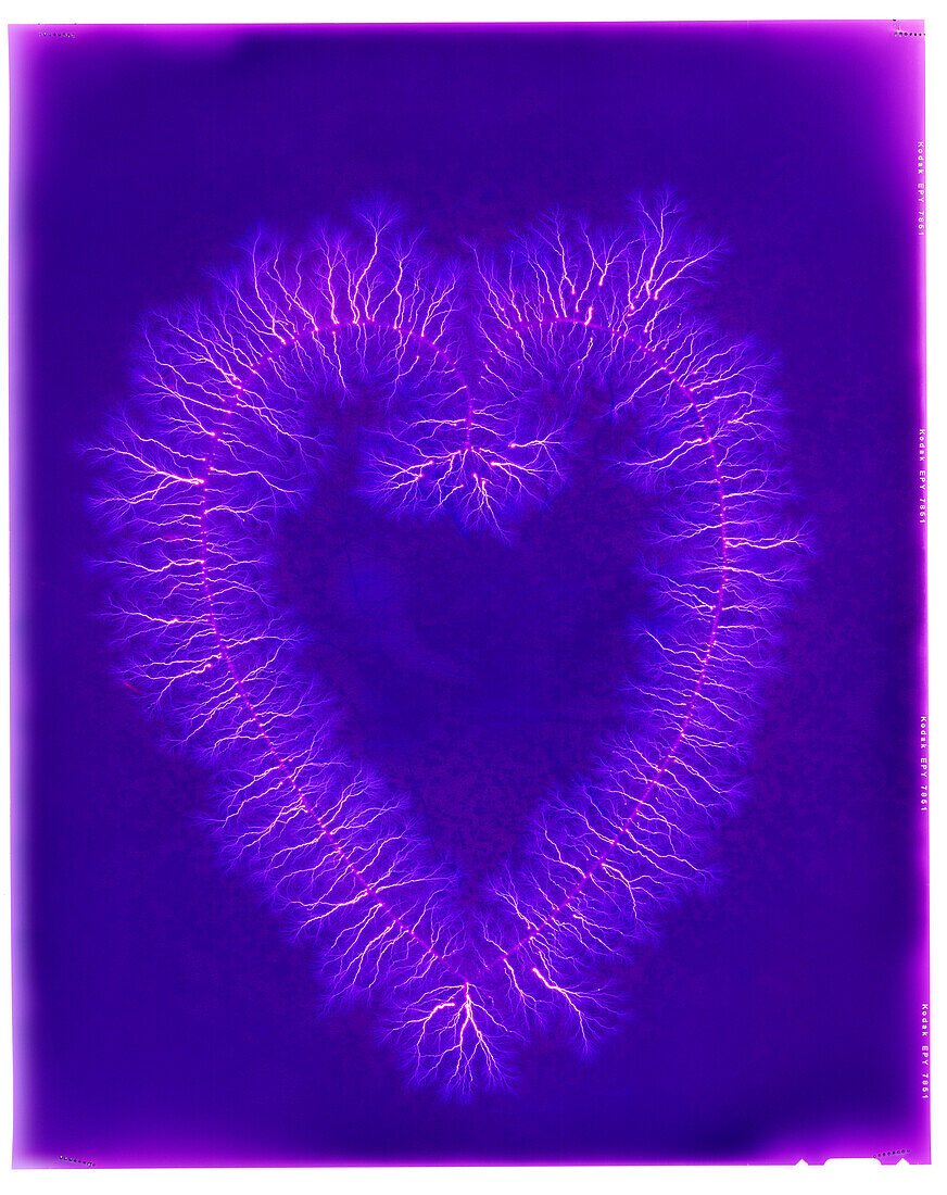 Heart-shaped electric spark on film