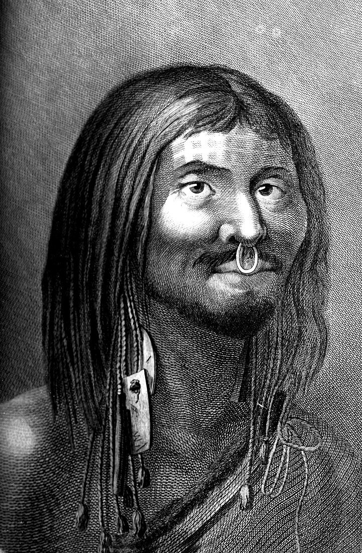 Nuu-chah-nulth man, 18th century illustration