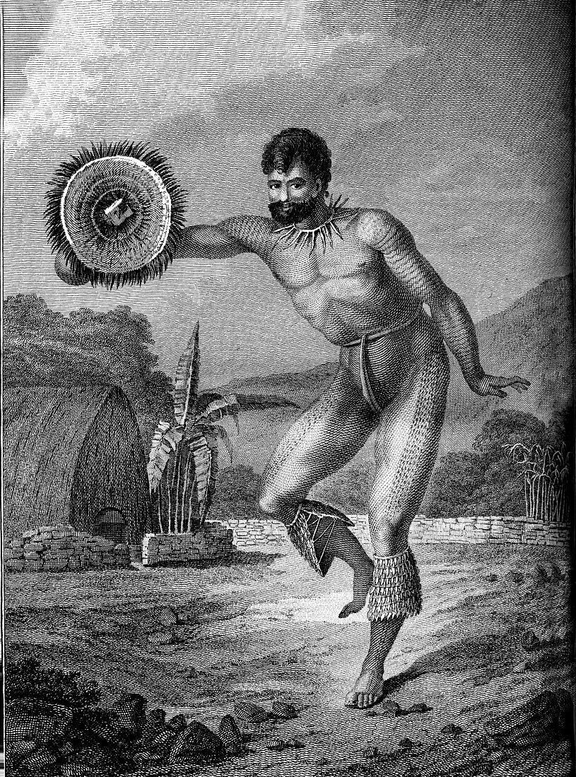 Dancer from the Sandwich Islands, 18th century illustration