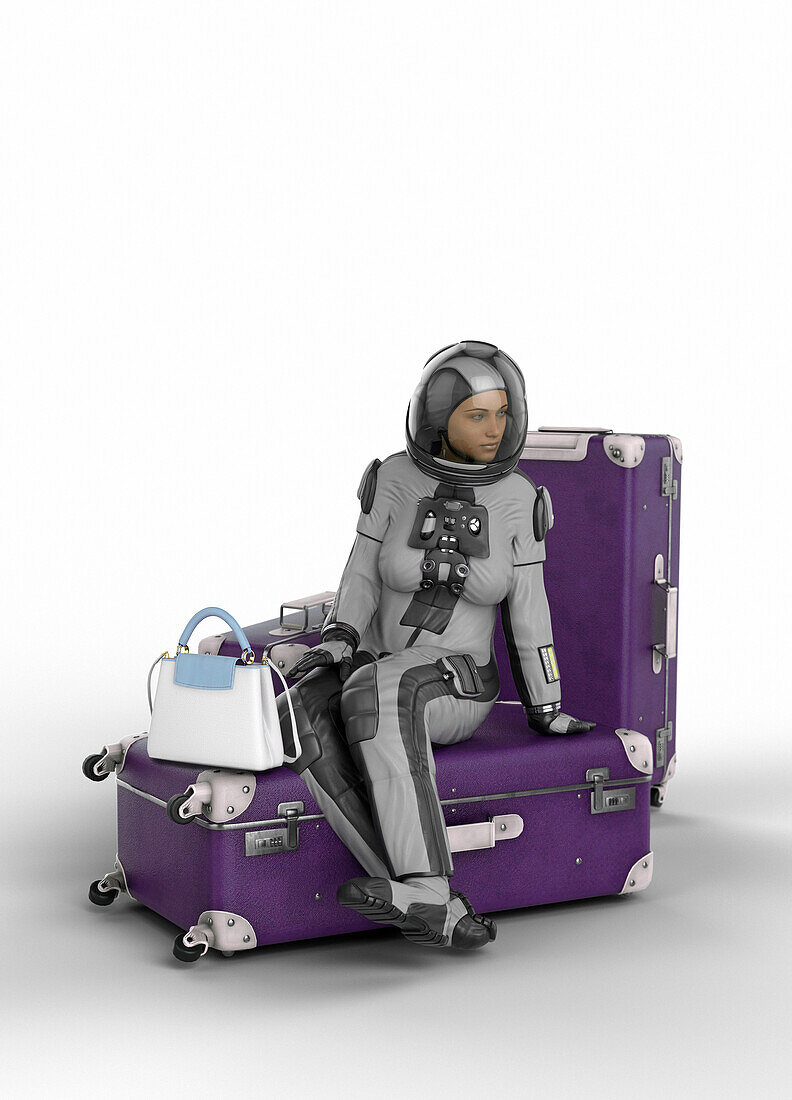 Astronaut waiting for departure to space, illustration