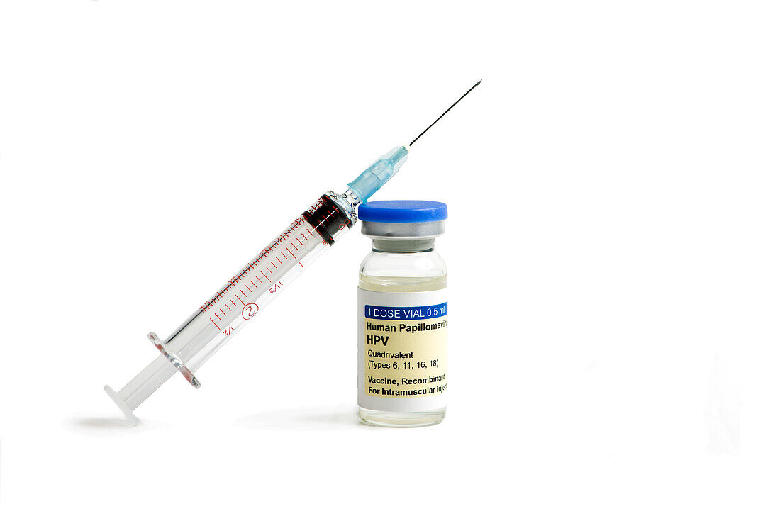 HPV vaccine and syringe
