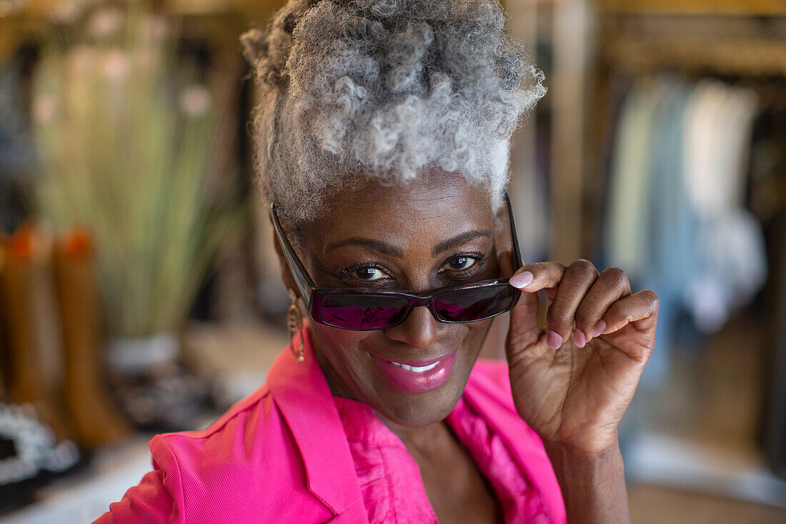 Smiling senior woman with sunglasses