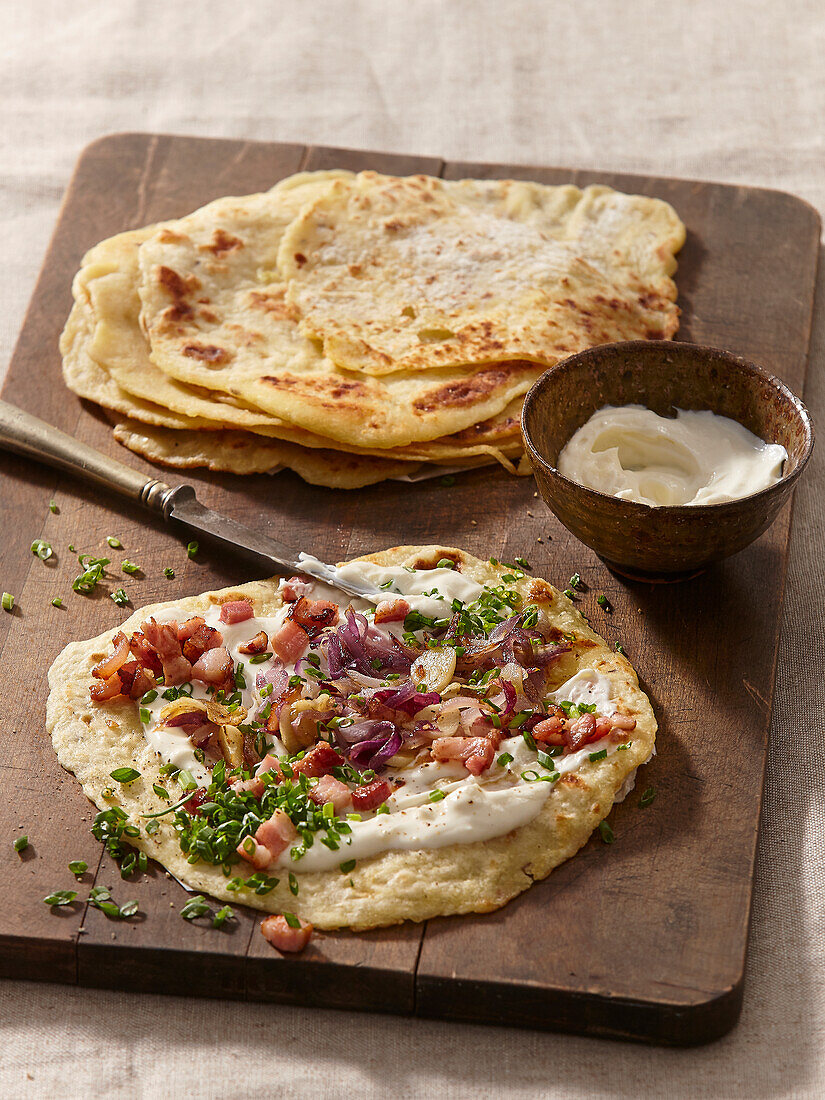 Slovak potato pancake with Bryndza (sheep's cheese)