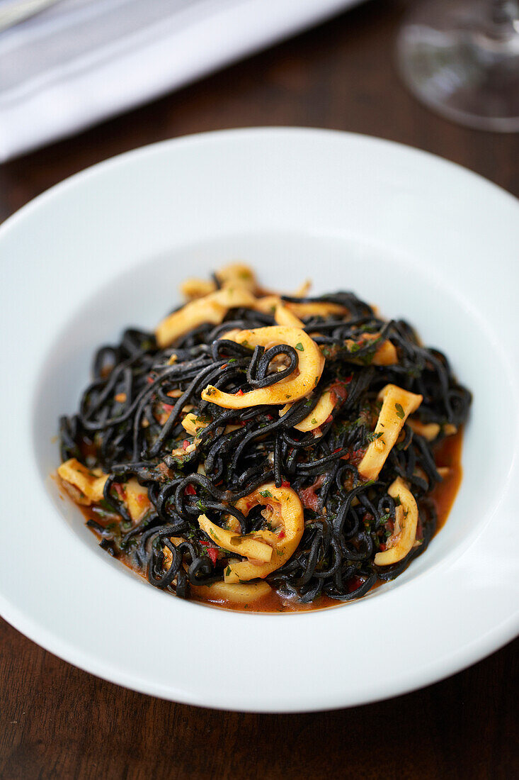 Tagliarini nero with squid