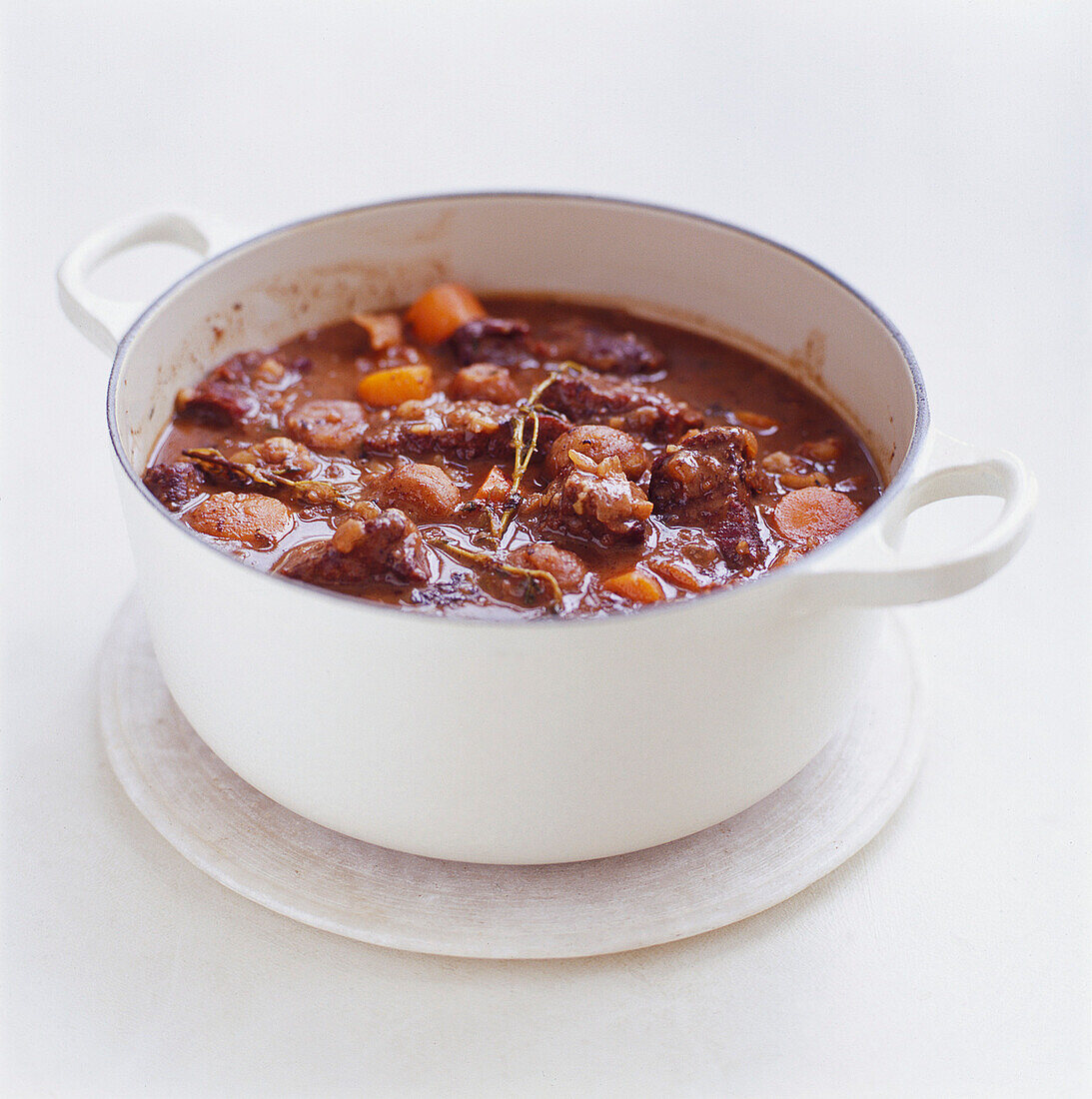 Beef, chestnut and red wine casserole