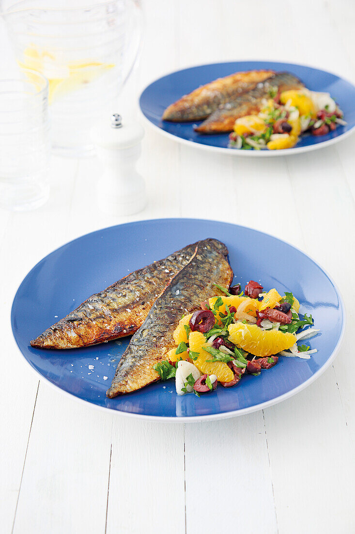 Fried mackerel with orange salsa