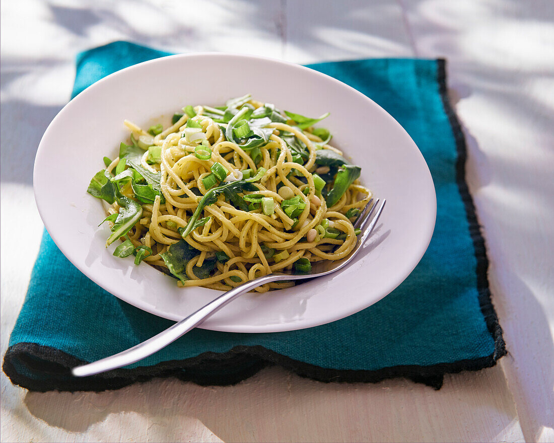 Spaghetti mit grünem Gemüse