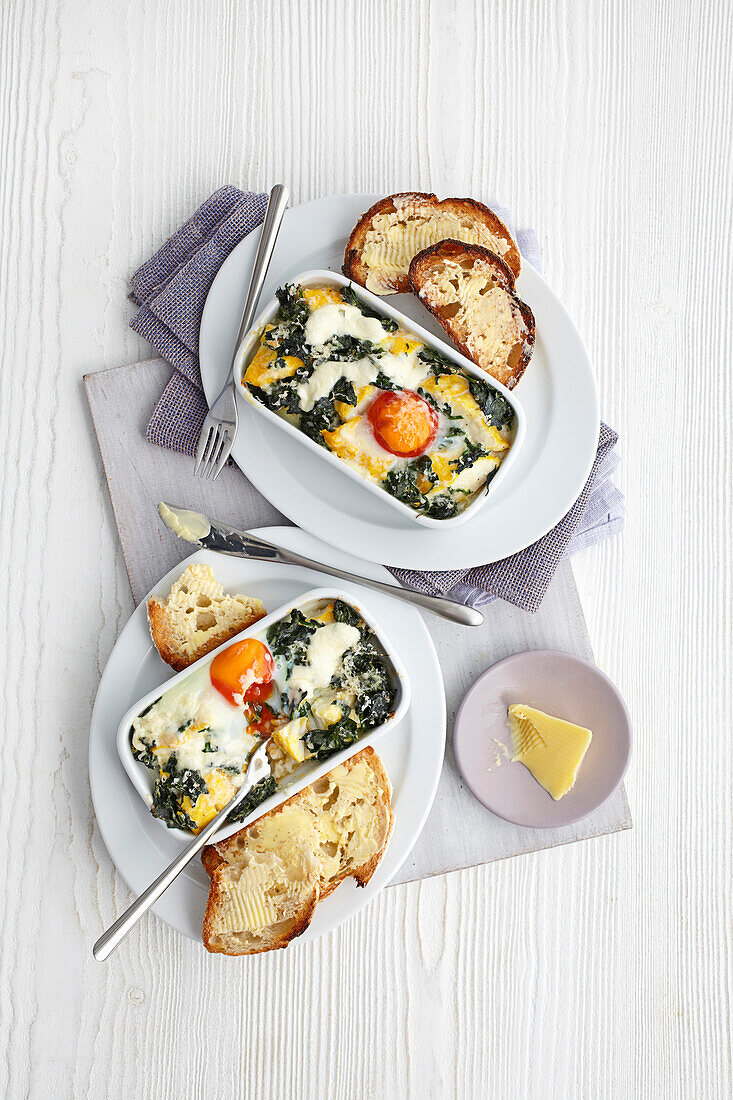 Smoked haddock with spinach from the oven