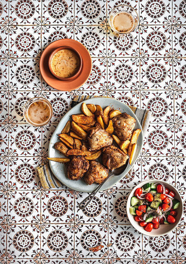 Peri Peri Hühnchen mit würzigen Kartoffelecken