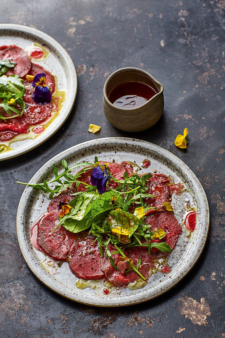 Carpaccio of veal with lemon grass vinaigrette