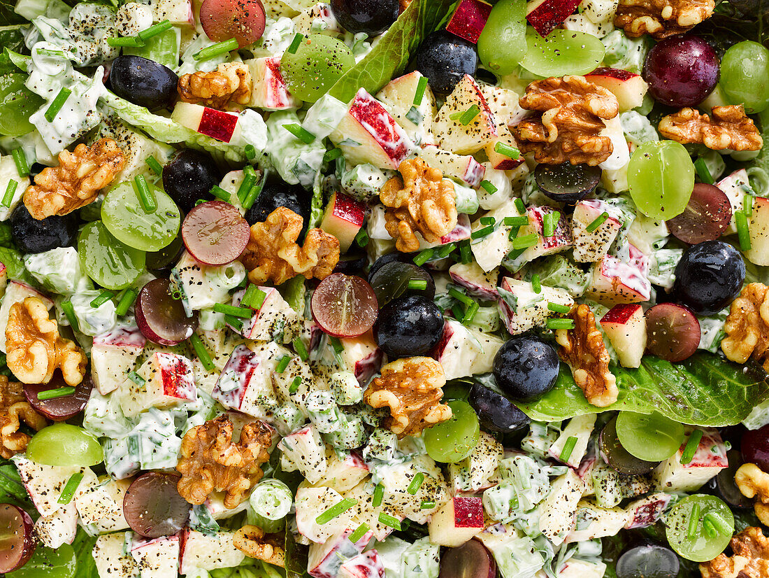 Waldorf salad with grapes, apples, and walnuts (picture-filling)