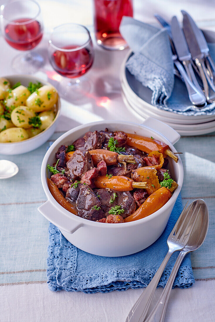 Beef cheek boeuf bourguignon