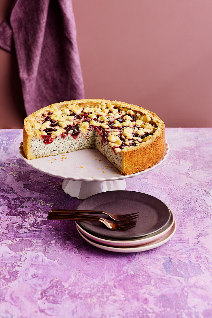 Cranberry-poppy seed cake