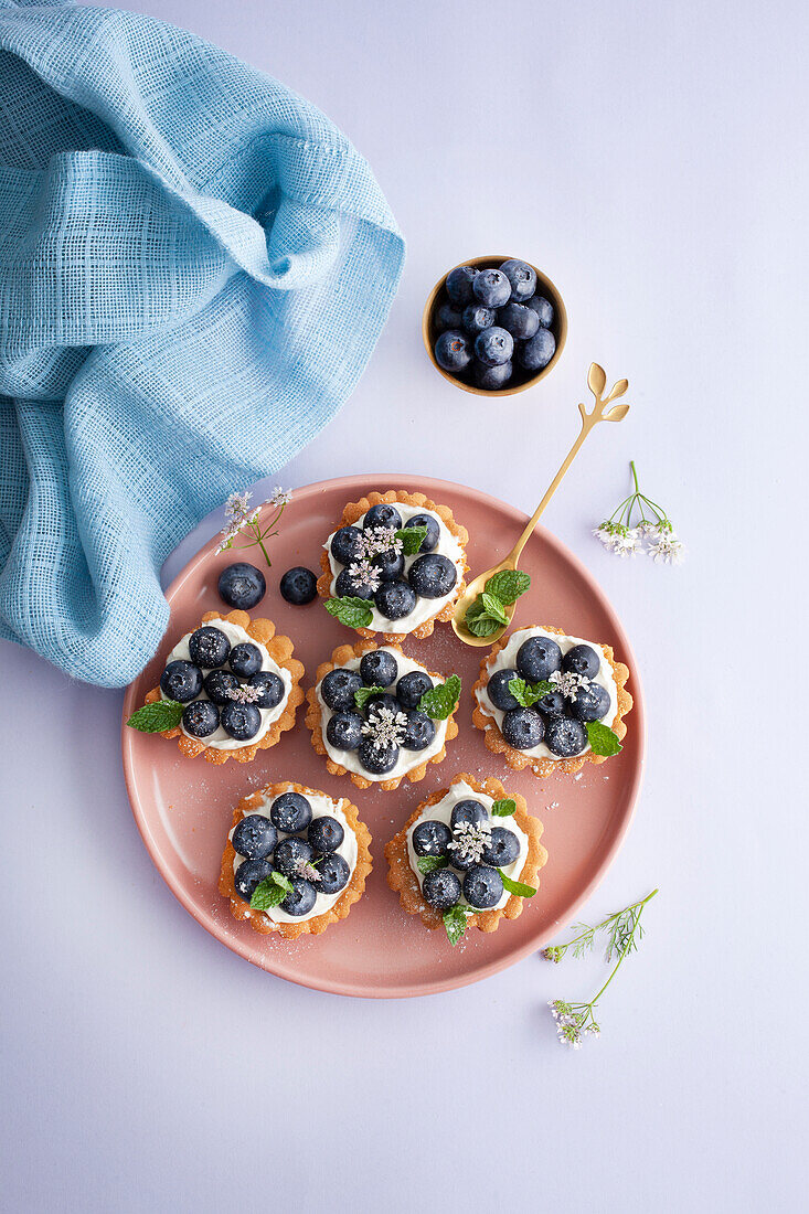 Törtchen mit Mascarponecreme und Heidelbeeren