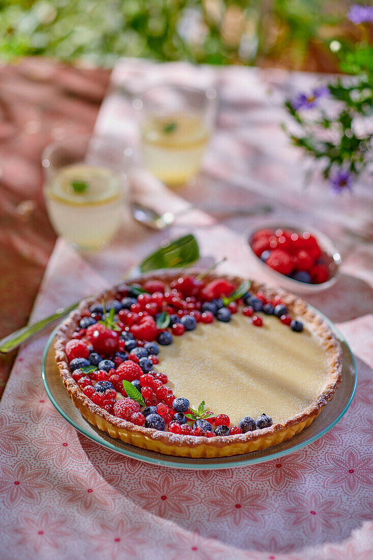 White chocolate tart with berries