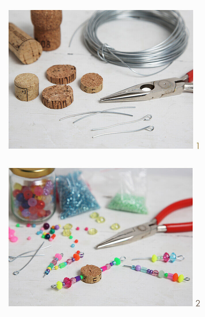 Colourful beaded stars being made