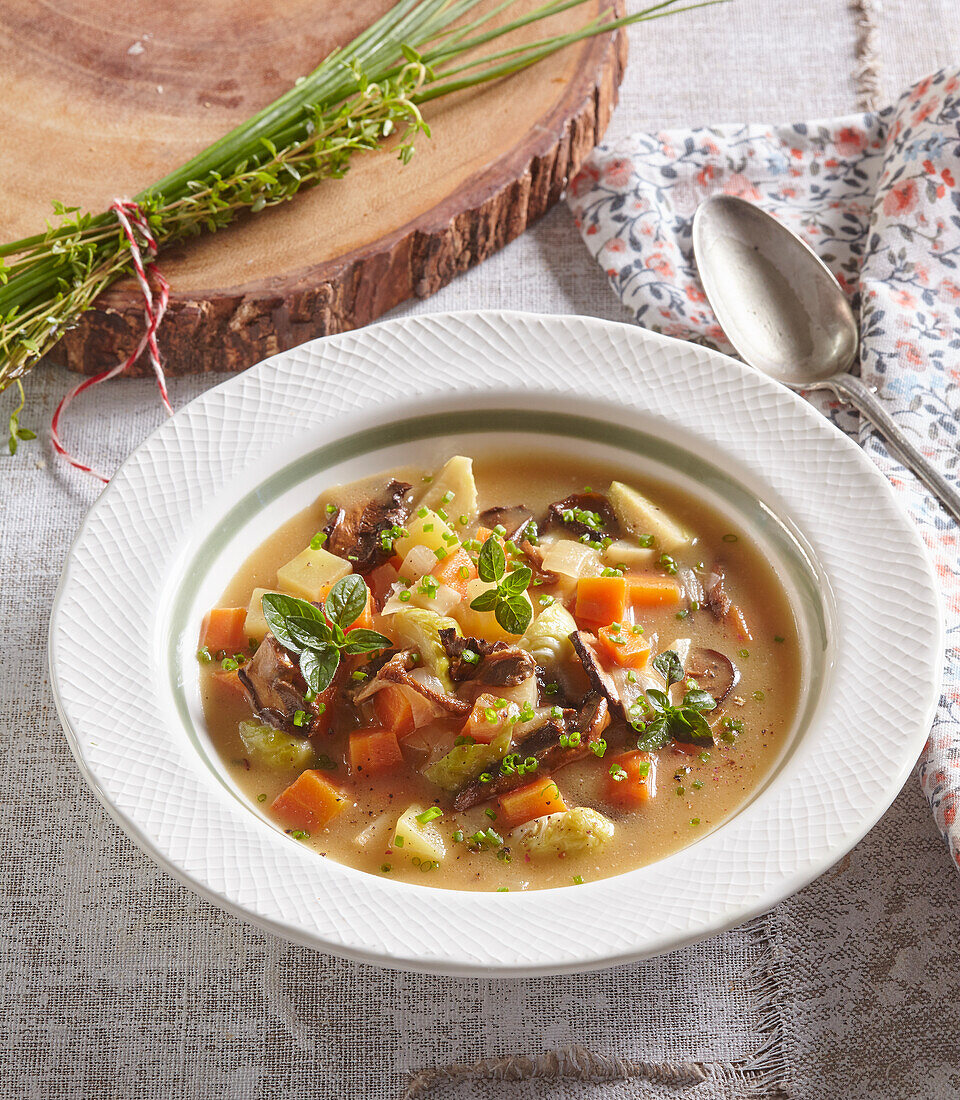 Potato soup with mushrooms