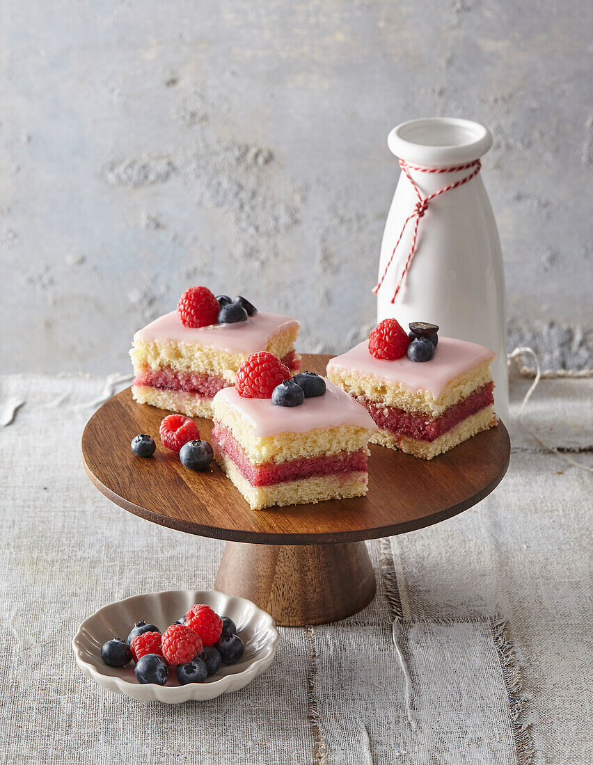 Rum Punch squares with Berries