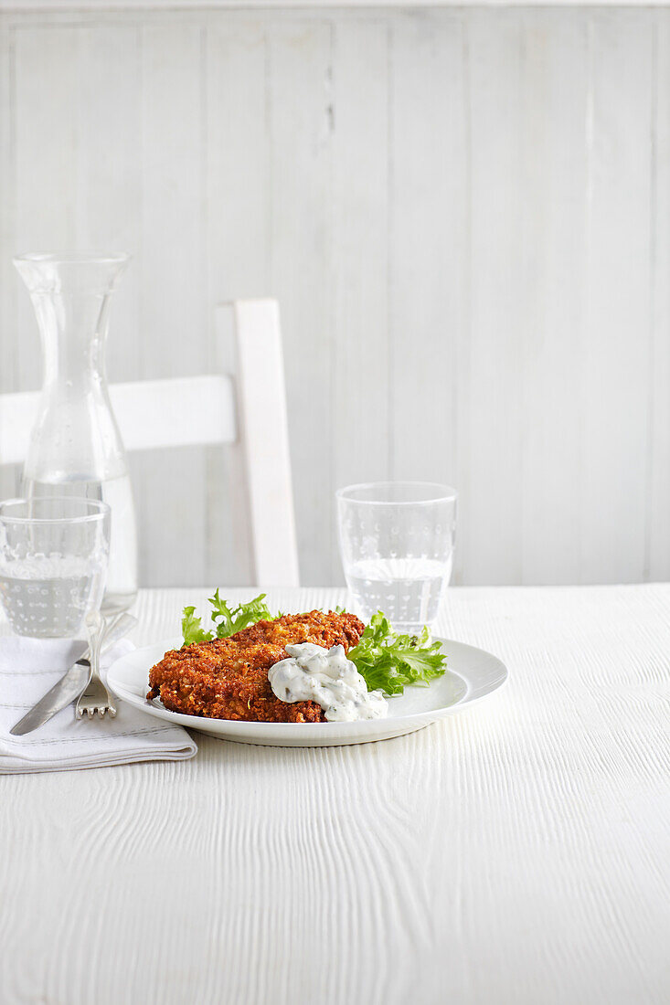 Veal schnitzel with anchovy tartare