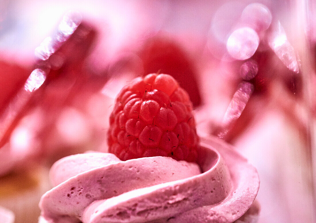 Raspberry cupcake (detail, close up)