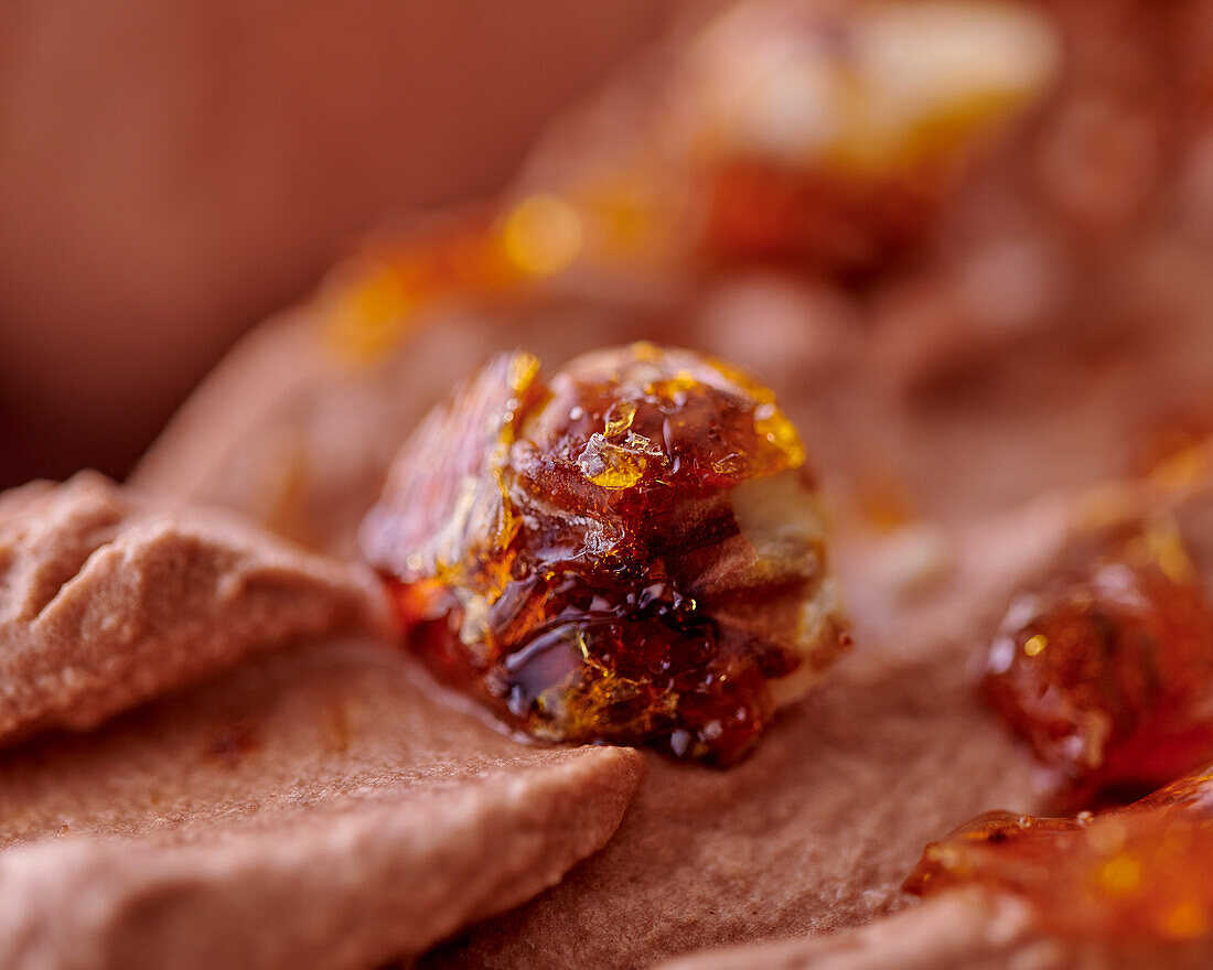 Schokoladenfondant mit roten Bohnen (Close Up)